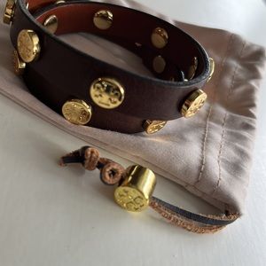 Tory Burch Double Wrap Leather Bracelet